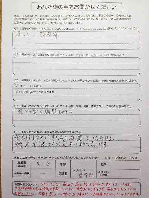 肩、腰の痛み